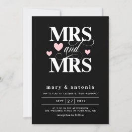 Invitación Corazones rosados Sra. y Sra. Boda Lesbiana Dos En