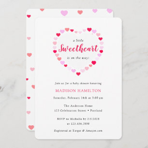 Invitación Corazones rosados Un poco querido Baby Shower