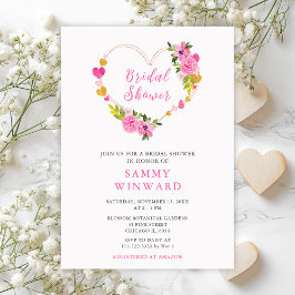 Invitación Corazones rosados y dorados Valentine Bridal Showe