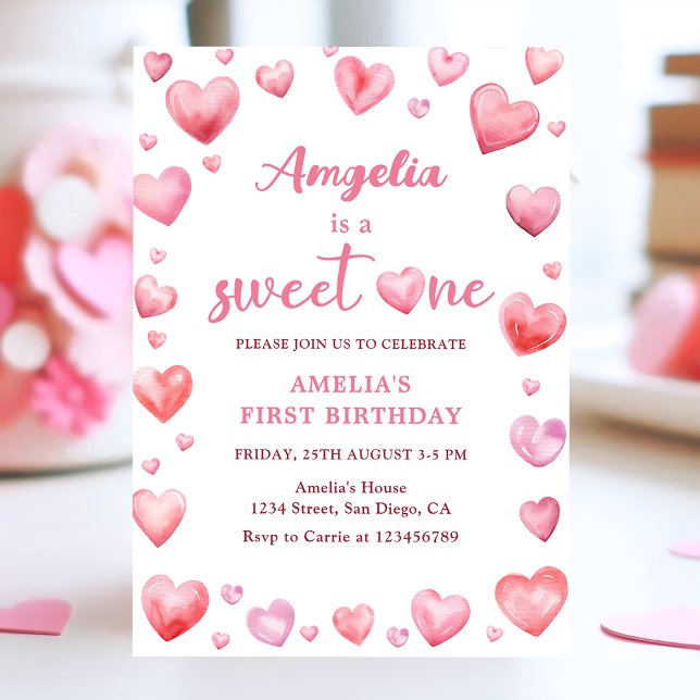 Invitación Corazones rosas dulces un día de San Valentín prim (Subido por el creador)