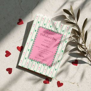 Invitación Corazones rosas florecen & Corazón verde - San Val