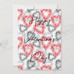 Invitación Corazones rotos en rojo y gris en blanco