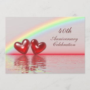 Invitación Corazones Rubí 40 Aniversario