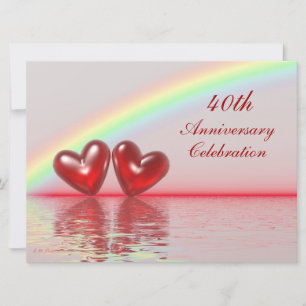Invitación Corazones Rubí 40 Aniversario