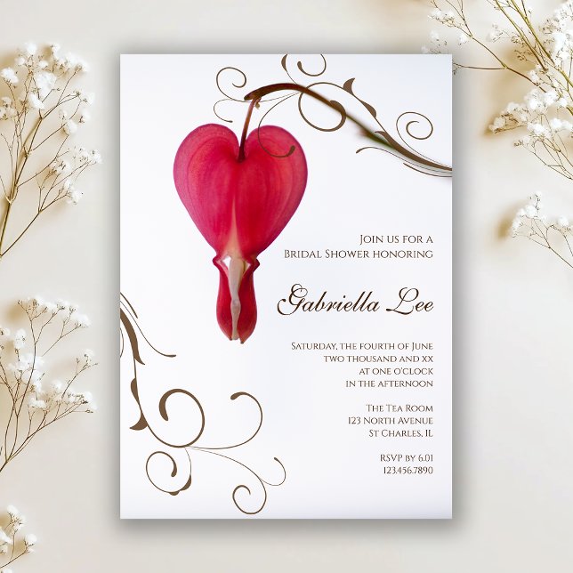 Invitación Corazones Sangrantes Rojos Flores Ducha Bridal (Subido por el creador)