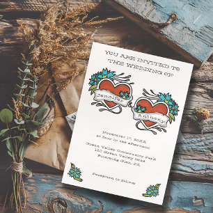 Invitación Corazones Tatuados Gráfico de Boda Tatuada