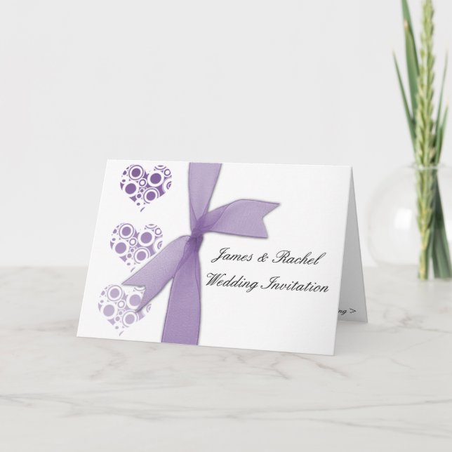 Invitación Corazones y cintas (Anverso)