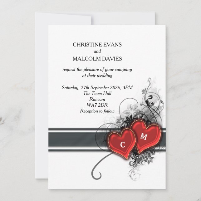 Invitación Corazones y Desplazamientos (Anverso)