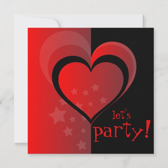 Invitación Corazones y estrellas vamos a Fiesta Valentine Inv (Anverso)
