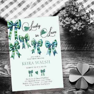 Invitación Corazones y lazos afortunados en amor Verde Desped