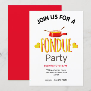 Invitación Corazones y olla de Fondue