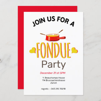 Invitación Corazones y olla de Fondue