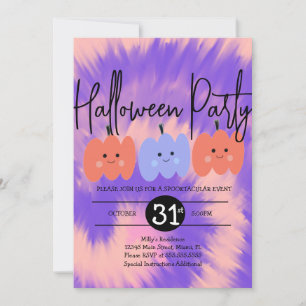 Invitación Corbata de Halloween Fiesta Tinte Calabaza Dibujad