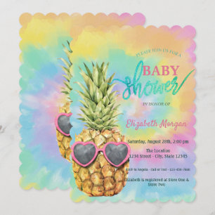 Invitación Corbata de Teñido de Piña Fresca Ducha de Bebé de 