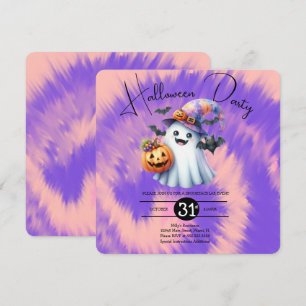 Invitación Corbata Halloween fantasma fiesta teñido a mano di