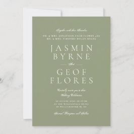 Invitación Corbata Negra Formal Elegante Verde Musgo Boda