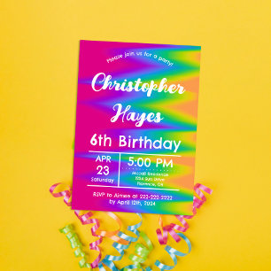 Invitación Corbata Teñida de Cumpleaños Personalizable Arcoír