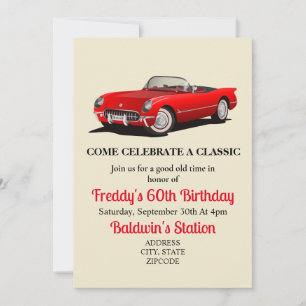 Invitación Corbeta roja, cumpleaños clásico, Cumpleaños de Co