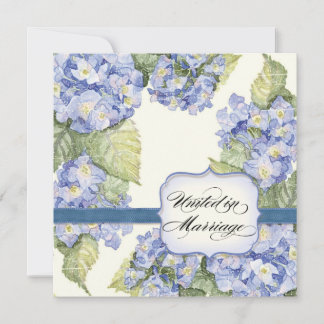 Invitación Corchete azul hidránico Boda formal floral