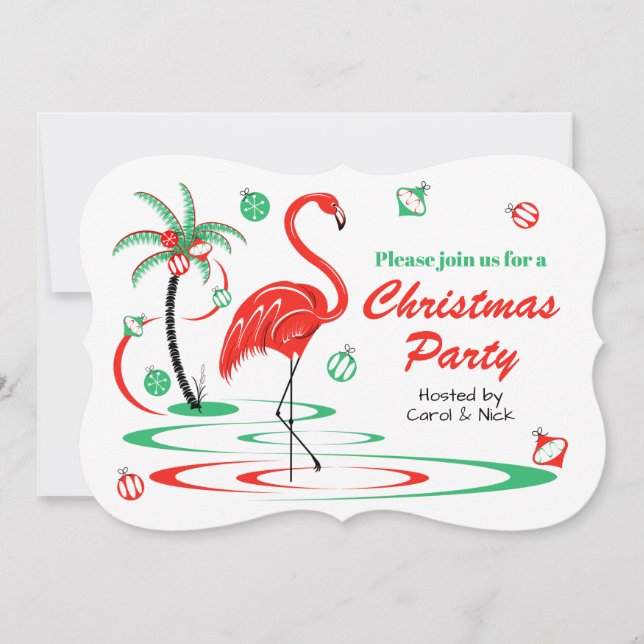 Invitación Corchete de Fiesta de Navidades Flamingo Navidades (Anverso)