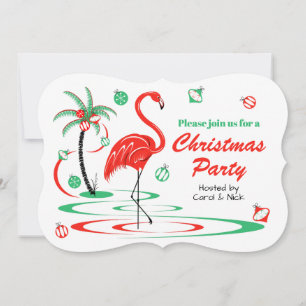 Invitación Corchete de Fiesta de Navidades Flamingo Navidades