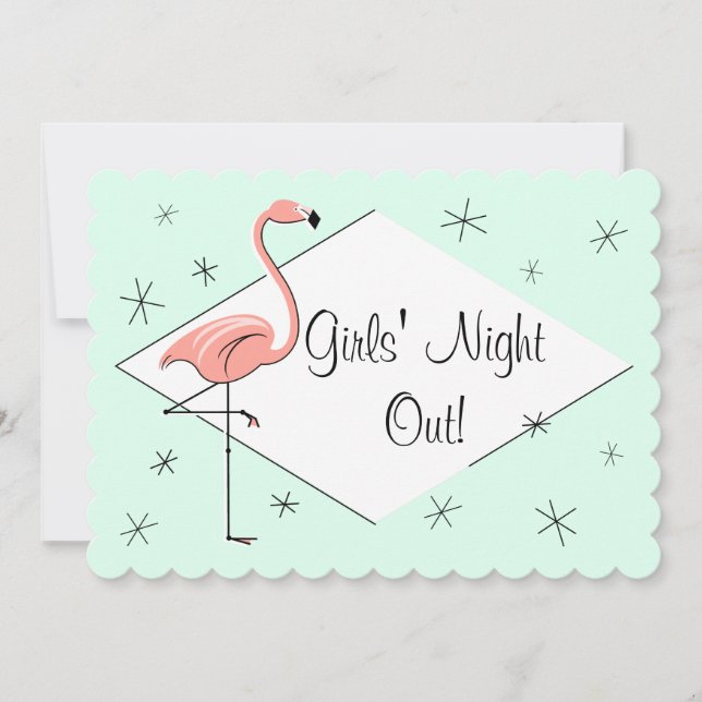 Invitación Corchete de Flamingo Aqua Diamond Girls' Night Out (Anverso)