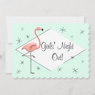 Invitación Corchete Flamingo Aqua Diamond Chicas en la noche!