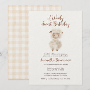 Invitación Corderito de oveja a cuadros