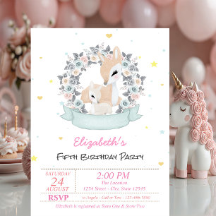 Invitación Corderitos mágicos bebé rosas estrellas cumpleaños