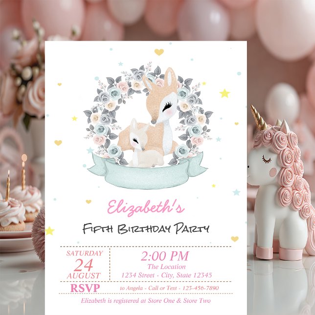Invitación Corderitos mágicos bebé rosas estrellas cumpleaños (Subido por el creador)