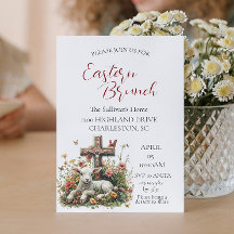 Cordero cruzo flores mariposas Brunch de Pascua