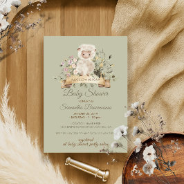 Invitación Cordero de oveja de flor verde salado