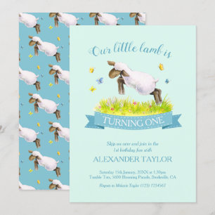 Invitación Cordero de primavera saltando las lindas invitacio