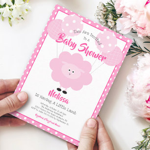 Invitación Cordero dulce rosa lindo Baby Shower sencillo mode