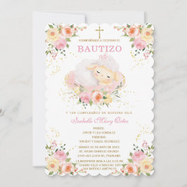 Invitación Cordero personalizado El Bautizo y Primer Añito 