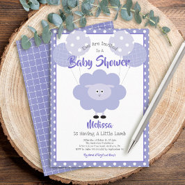 Invitación Cordero púrpura simple moderno dulce Baby Shower