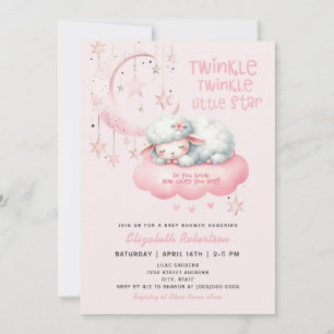 Invitación Cordero rosa Twinkle Twinkle Chicas Baby Shower