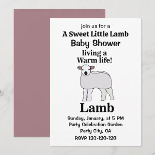 Invitación Cordero Viviendo una Vida Cálida Divertido Baby Sh