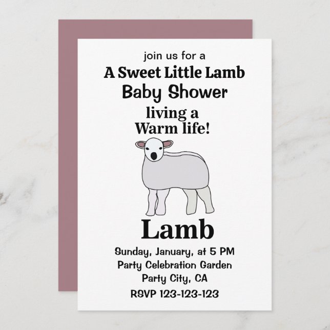 Invitación Cordero viviendo una vida cálida Funny Cordero Bab (Anverso / Reverso)