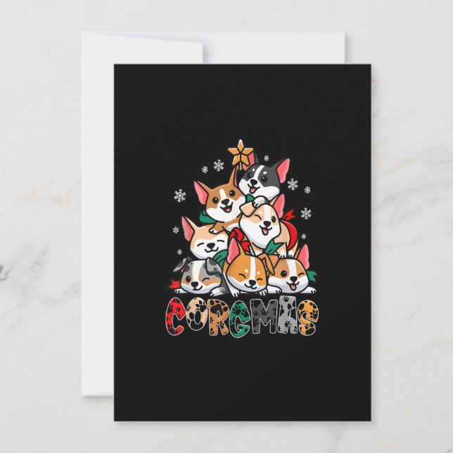 Invitación Corgi Árbol de Navidad Merry Corgmas navidad (Anverso)