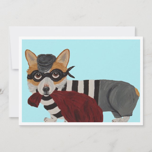 Invitación Corgi Burglar Invitation (Anverso)