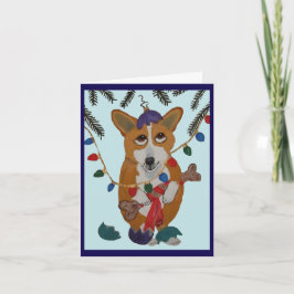 Invitación Corgi con adornos de Navidad rotos