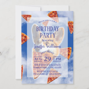 Invitación Corgi Dog Eating Pizza