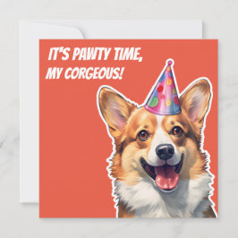 Invitación Corgi Es la hora de la fiesta de cumpleaños mi cor