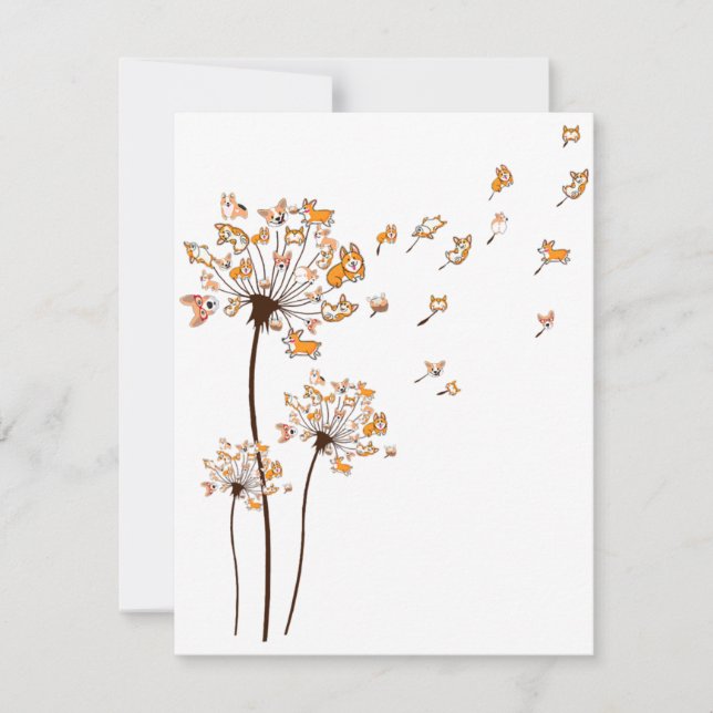 Invitación Corgi Flower Fly Dandelion Shirt Cute Dog Lover (Anverso)