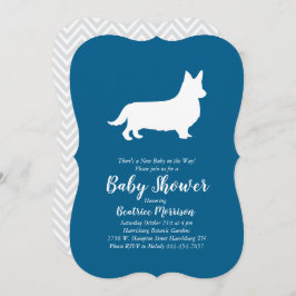 Invitación Corgi galés Perro Baby Shower Blue Boy