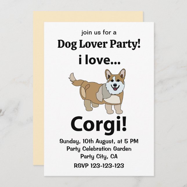 Invitación Corgi I Love Corgi