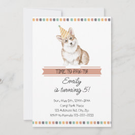 Invitación Corgi Personalizable Es Hora de Pawty