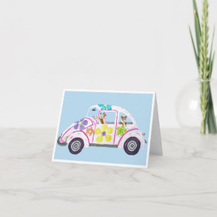 Invitación Corgis hippies galeses en su Coche del Amor de Niñ