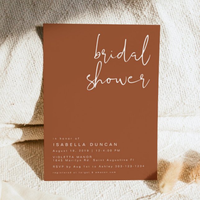 Invitación CORIANDER Naranja quemado Terracotta Bridal Shower (Subido por el creador)